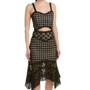 Alice + Olivia Tamika Cut-out Handkerchief Dress Black